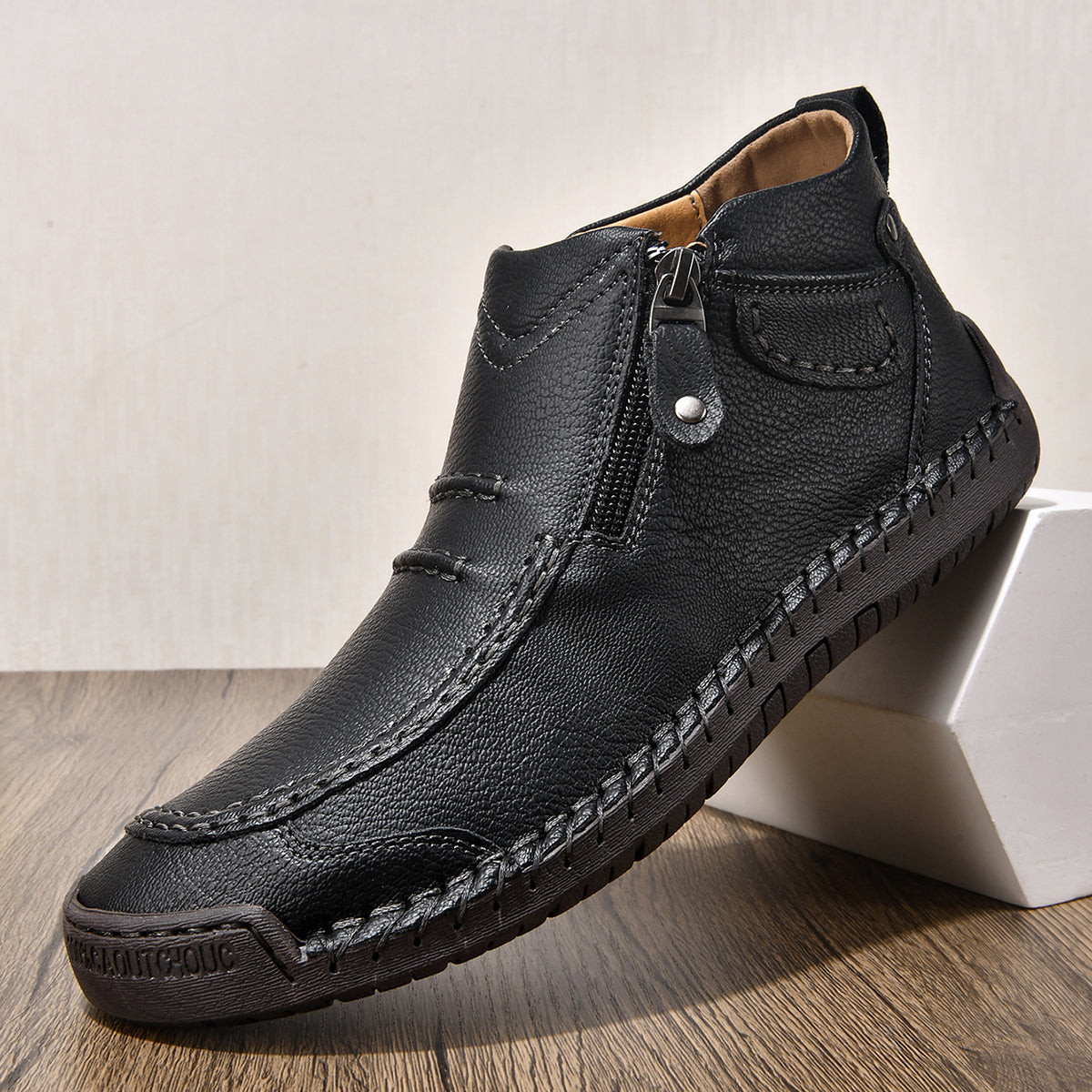 ⏰ Limited-Time 70% OFF – Men’s Leather Driving Boots | Wide Toe, Arch Support, Waterproof, Pressure Relief, Non-Slip Comfort for Everyday & Travel