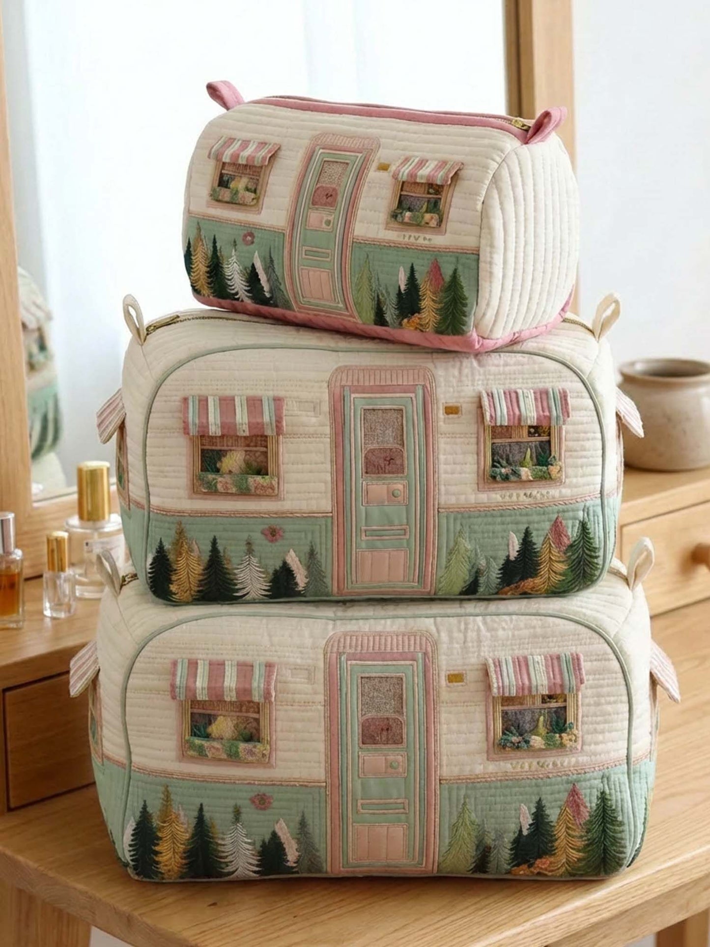 Camping Van Quilted Cosmetic Bag