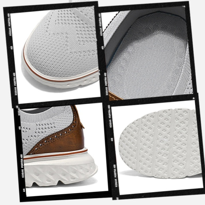 ⏰LAST DAY - 70% OFF🛒Men's Hands Free Slip On Oxford Shoes – Ultra Comfortable knitted fabric shoes, Lightweight Casual Walking Sneakers