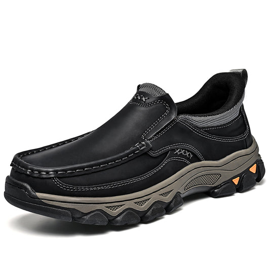 2025 New Men's Hands-Free Genuine Leather Slip On Loafers Black