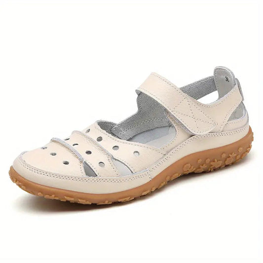 Women's Hollow Out Closed Toe Sandals, Non-slip Walking Shoes, Faux Leather Sandals