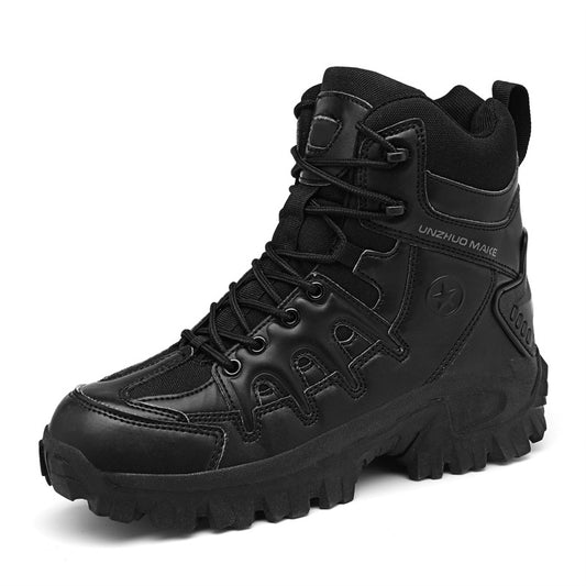 (🎁Free Socks Giveaway🧦) Men Combat Boots Waterproof Non-Slip Hiking Boots Anti-Puncture Anti-Sprain Work Boots