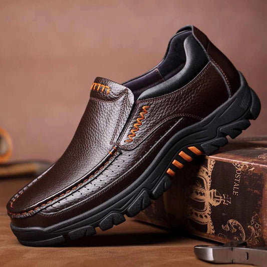 ⏰Limited Time Offer--50% OFF 🎉Men's waterproof and non-slip soft insole corrective leather shoes