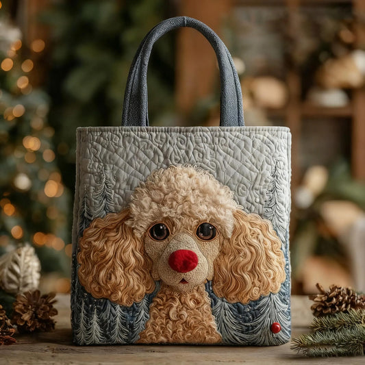 Holiday Reindeer Poodle Apricot Quilted Tote Bag NCU0XD1232