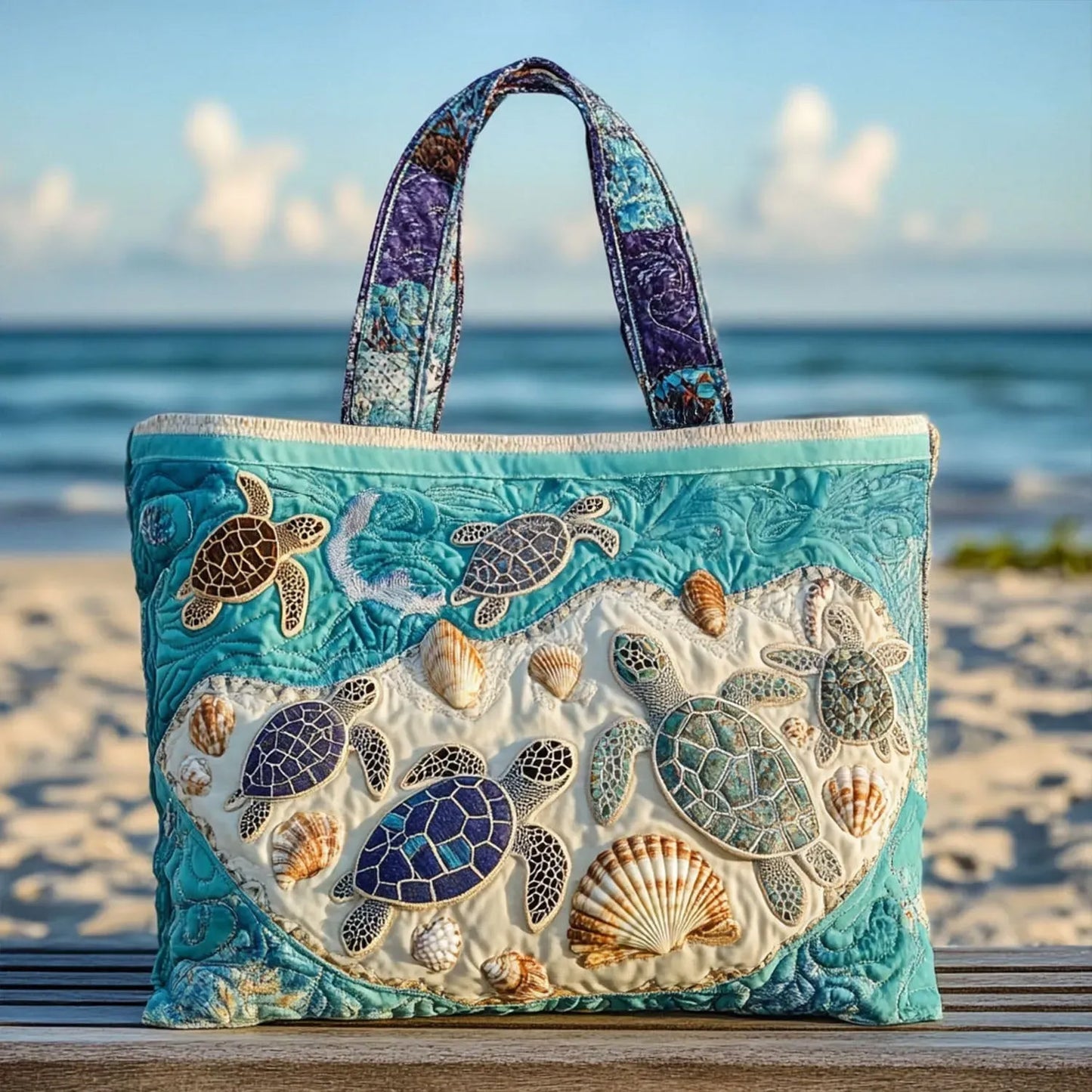 Hug-a-Turtle Quilted Tote Bag
