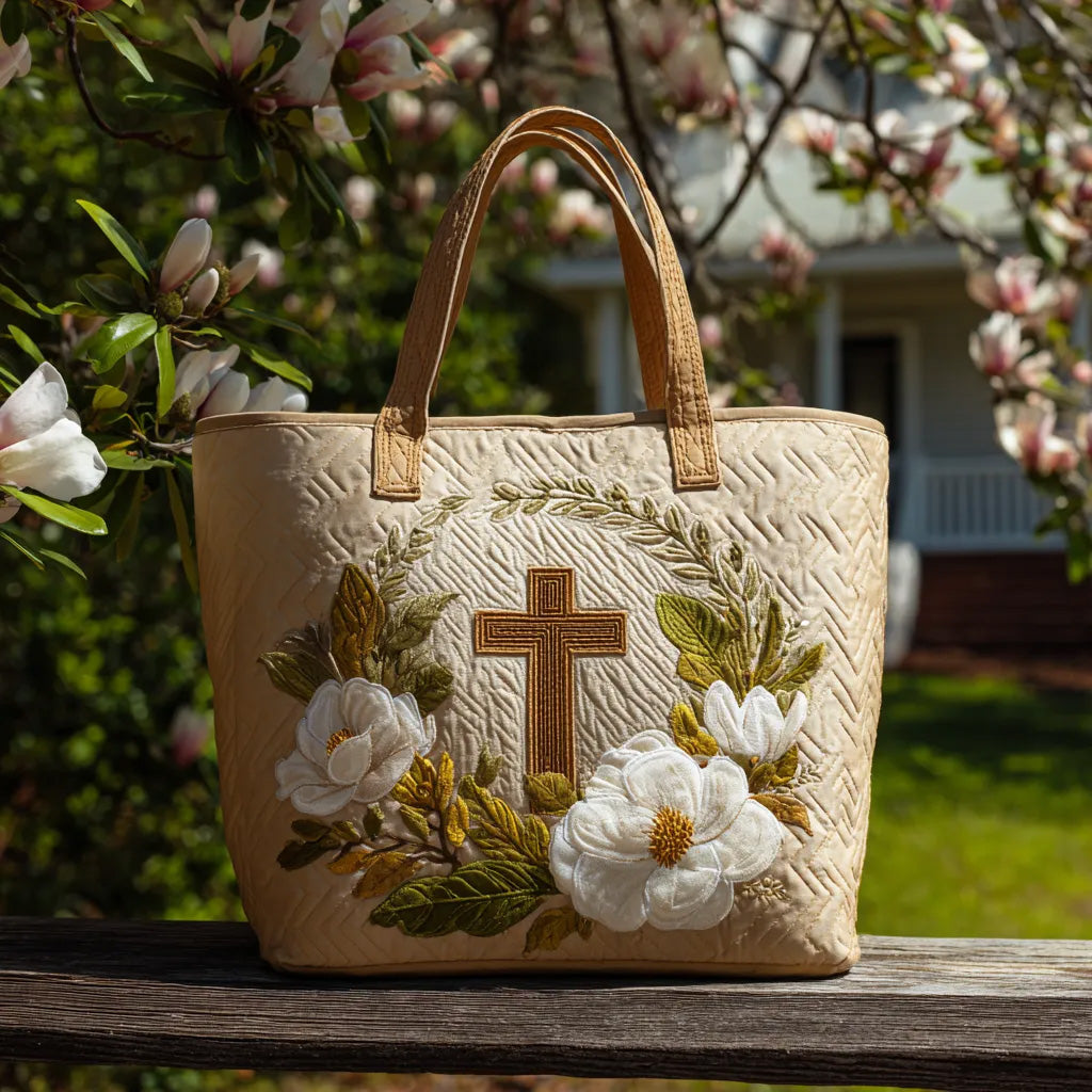 Holy Cross Quilted Tote