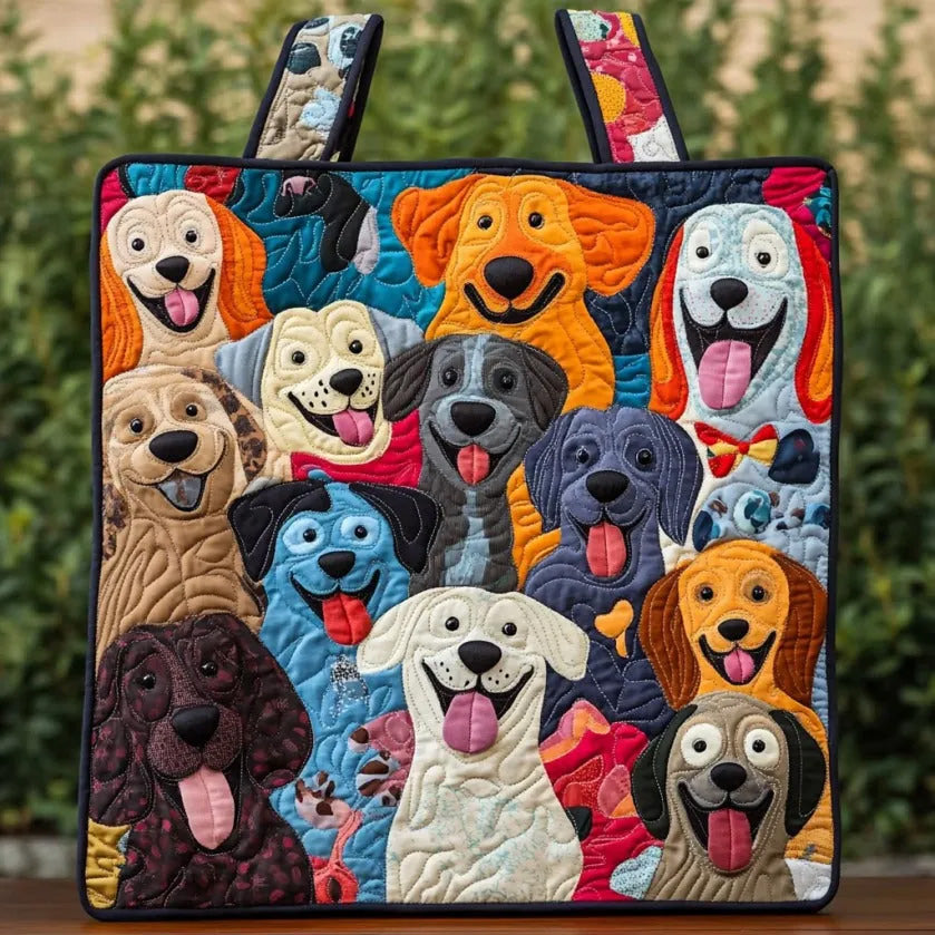 Cheerful Pup XR0210012CL Quilted Tote Bag