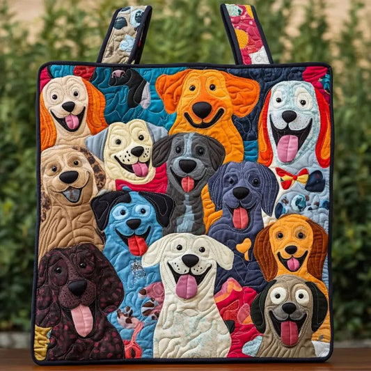 Cheerful Pup XR0210012CL Quilted Tote Bag