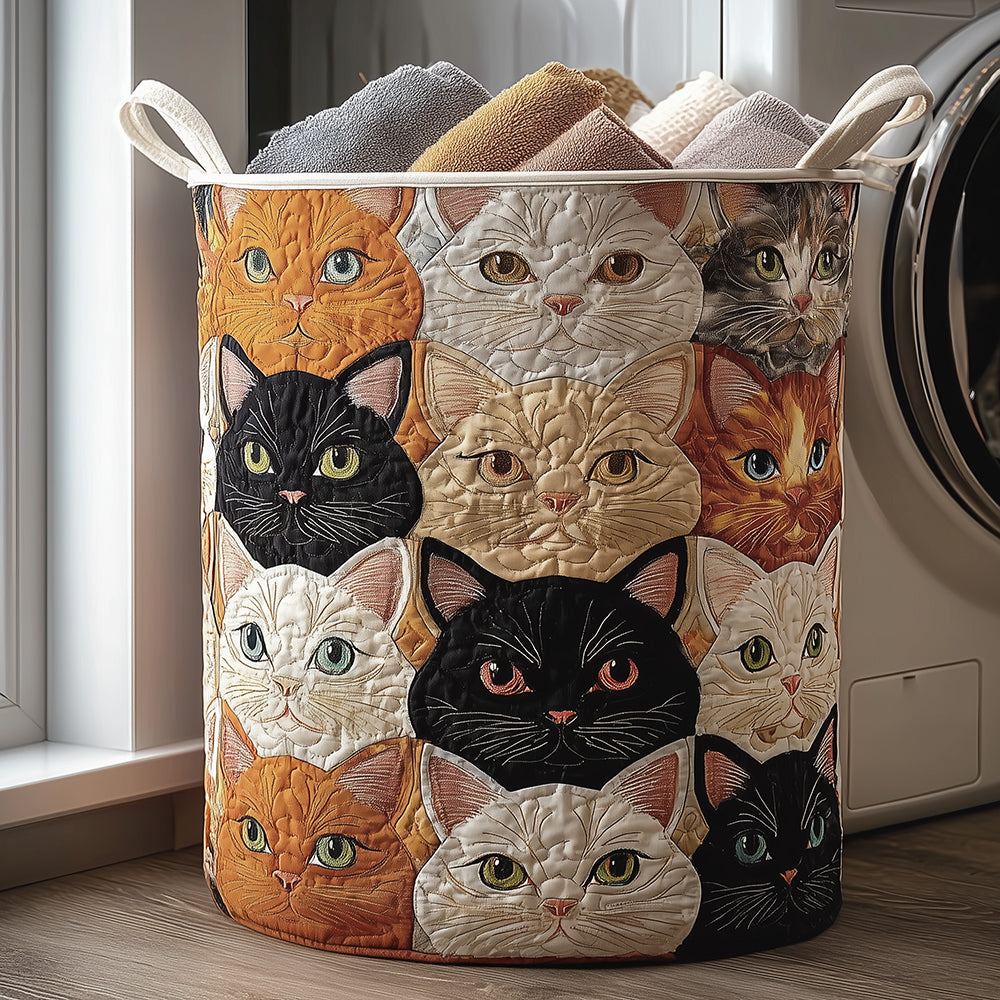 Cat Tails Quilted Laundry Basket NCU0TH3110