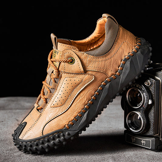 (⏰Clearance Sale-70%OFF🔥)Men’s Vintage Leather Hiking Shoes – Genuine Leather, Orthopedic Arch Support, Wide Toe Box, Waterproof, Breathable, Hand-Sewn, Non-Slip, Lightweight Shoes for Driving & Walking