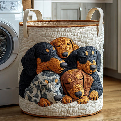 Dachshund Dream Quilted Laundry Basket