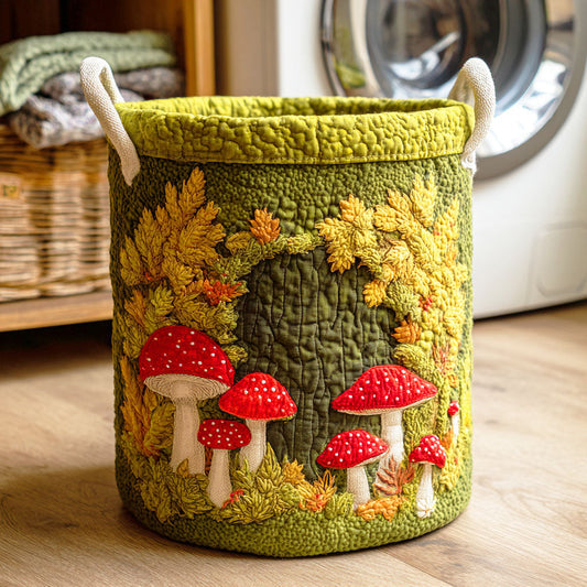 Forest Mushroom Quilted Laundry Basket