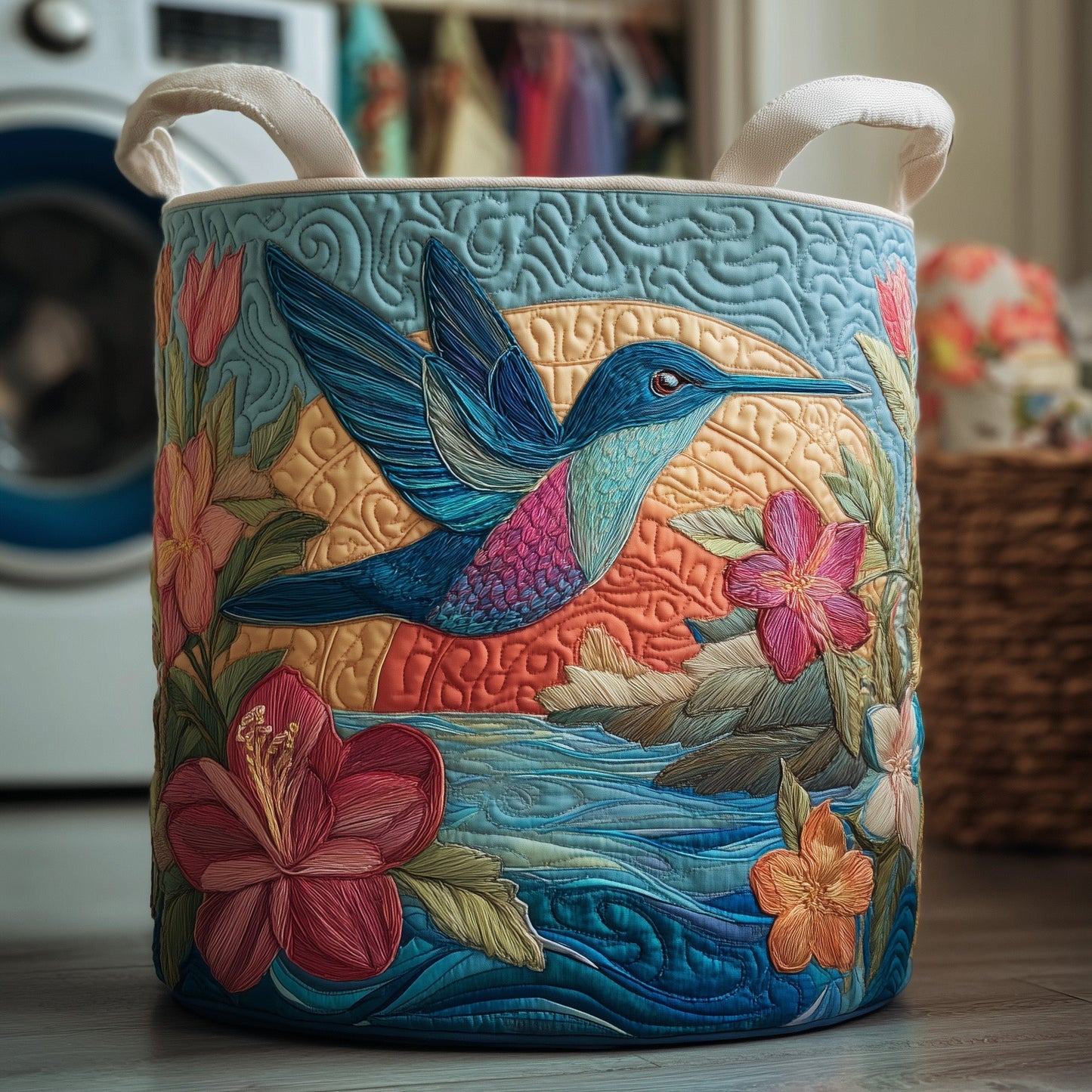 Hummingbird Heaven Quilted Laundry Basket GFTOHD9697