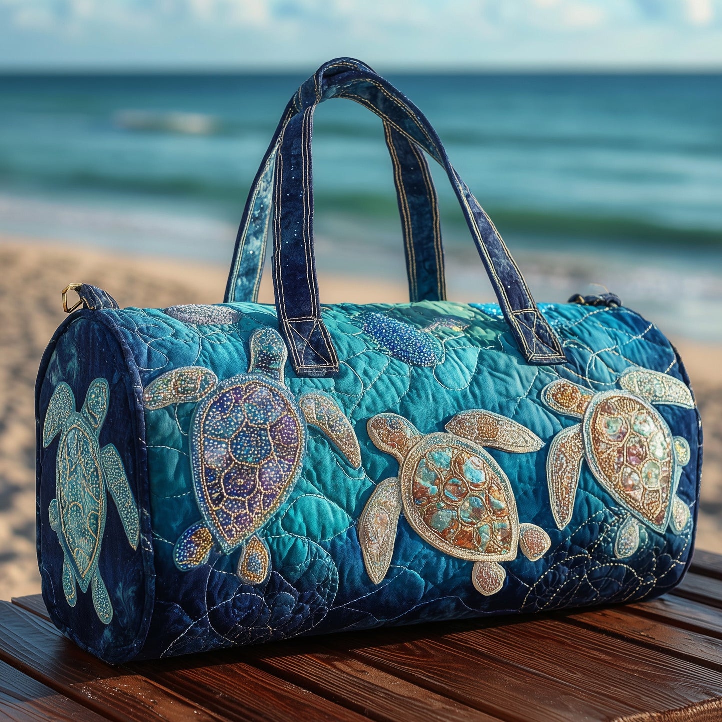 Turtle Charm Quilted Duffle Bag GFTONL6308