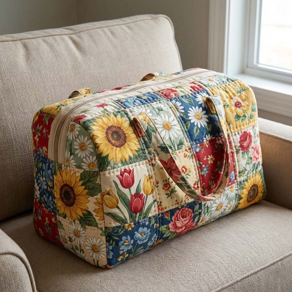 Floral Serenity Quilted Duffle Bag GFTOQA1802