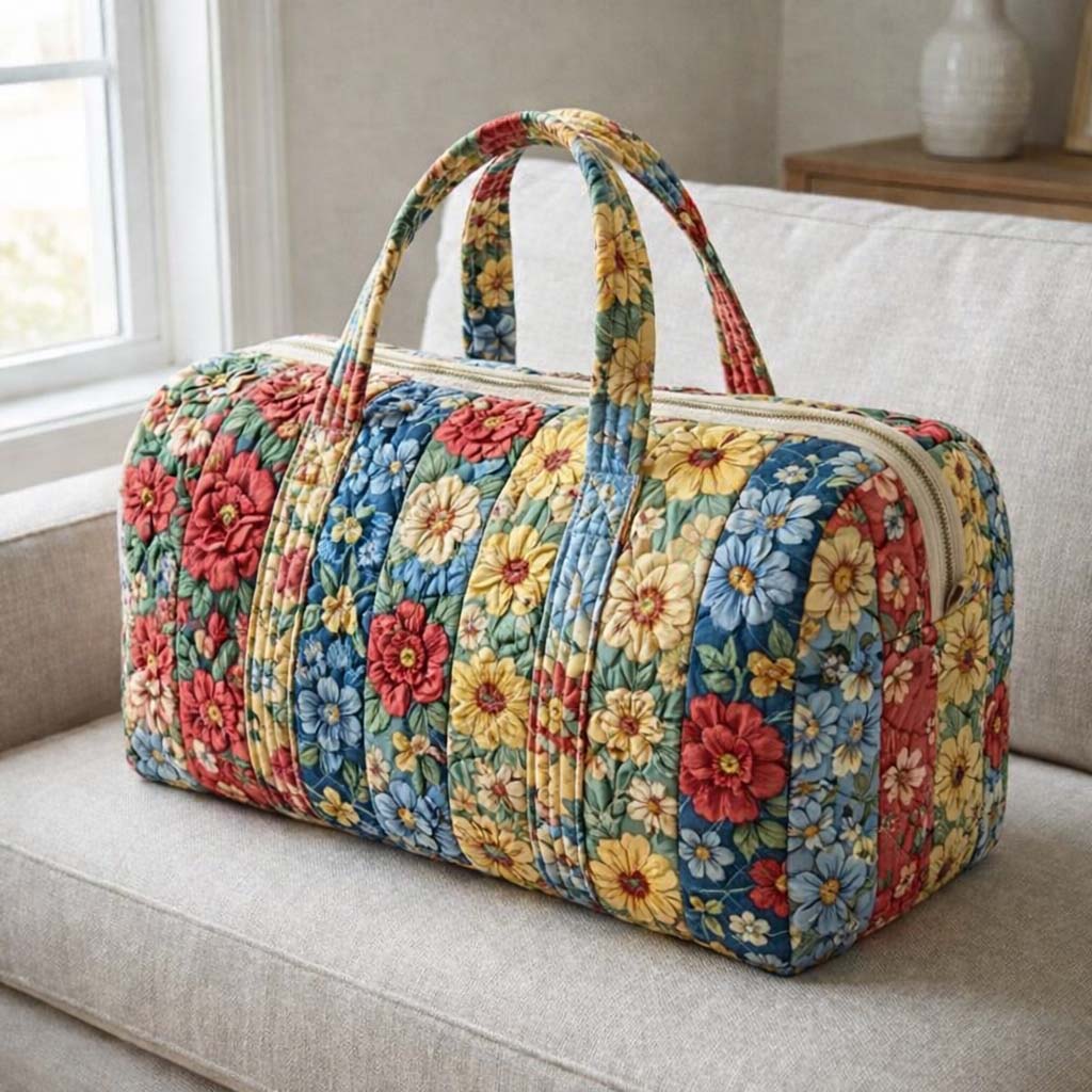 Floral Serenity Quilted Duffle Bag GFTOQA1803