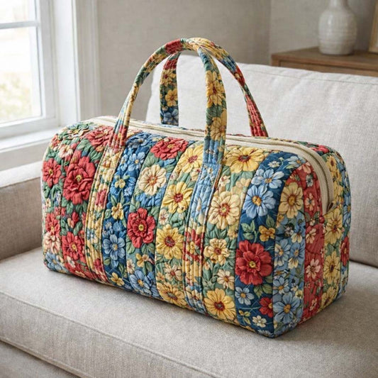 Floral Serenity Quilted Duffle Bag GFTOQA1803