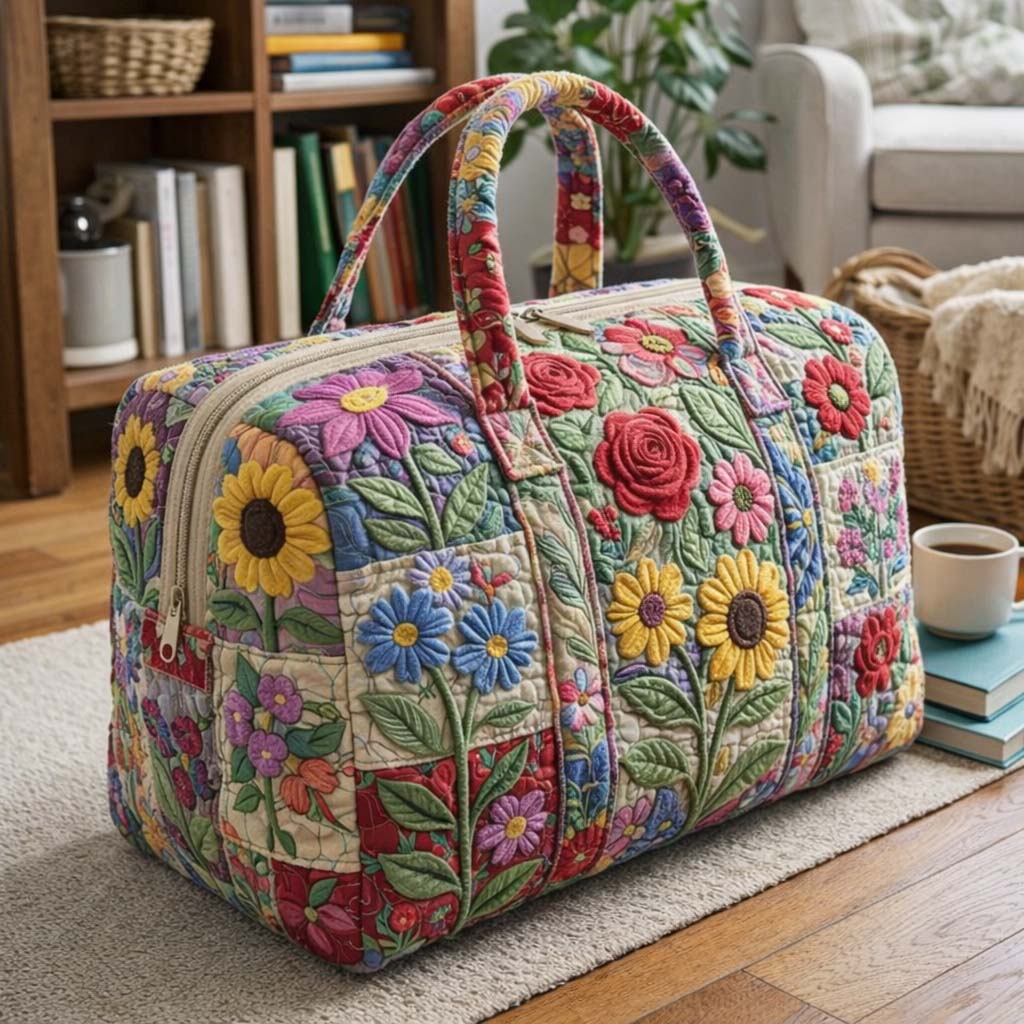 Floral Serenity Quilted Duffle Bag GFTOQA1810