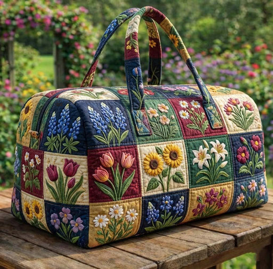 Flowers Patchwork Quilted Duffle Bag GFTOTG3251