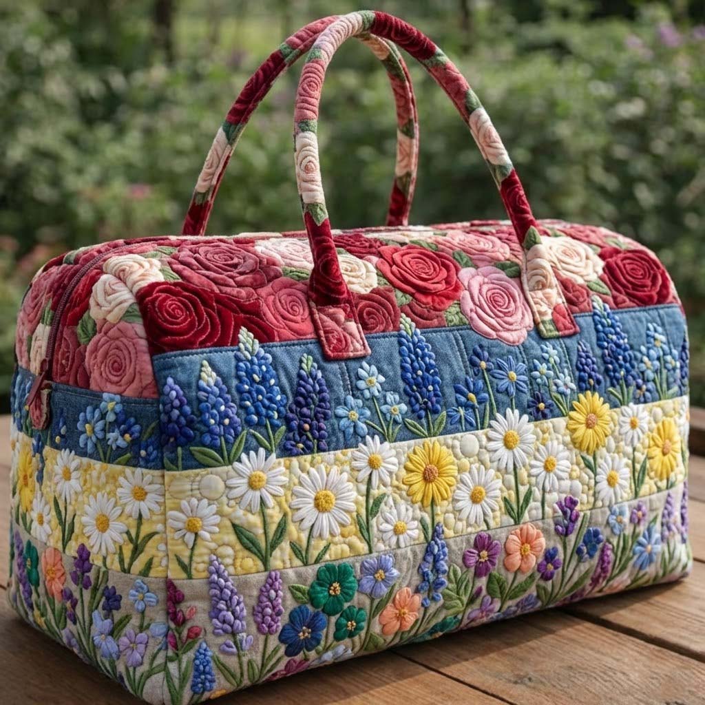 Flowers Patchwork Quilted Duffle Bag GFTOTG3253