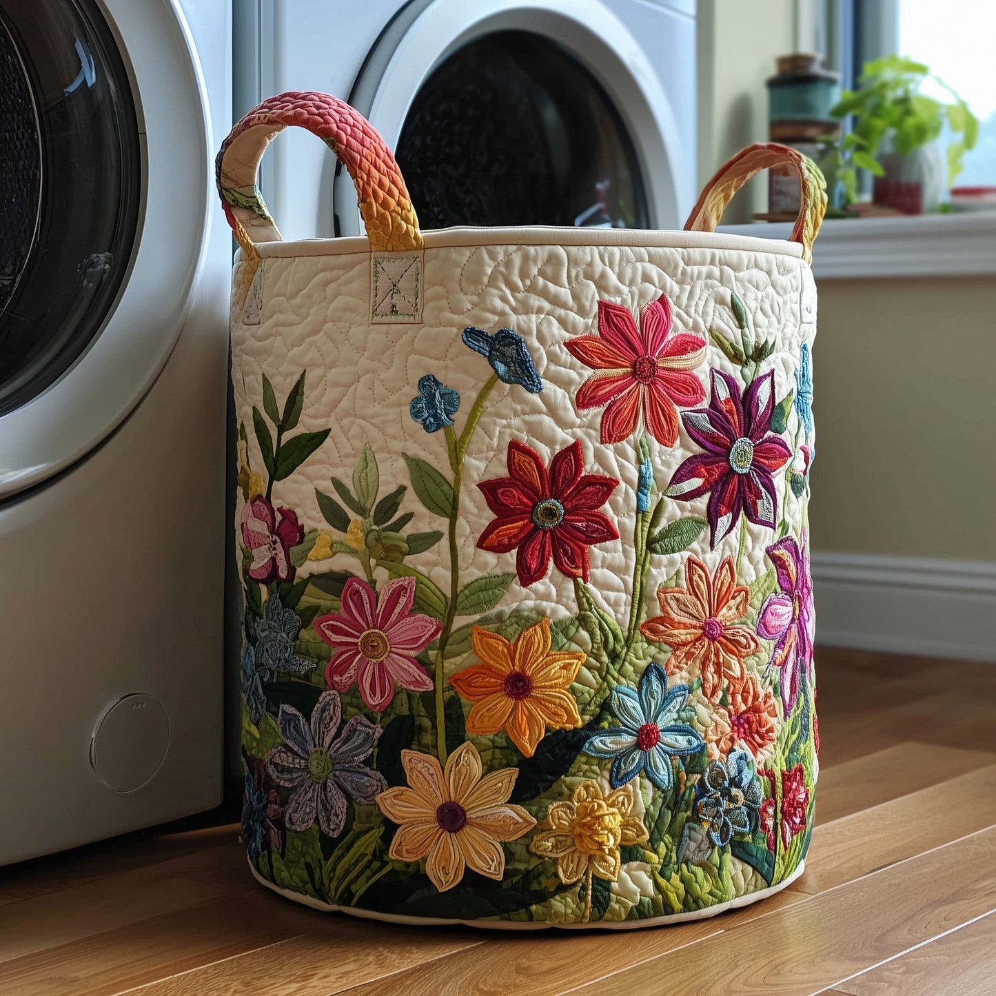 Flower Field Quilted Laundry Basket GFTOTP10988