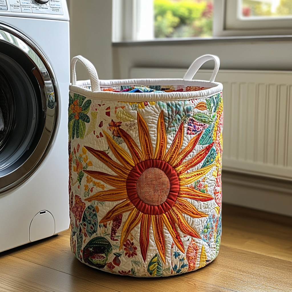 Meadow Sunburst Quilted Laundry Basket NCU0PVL366