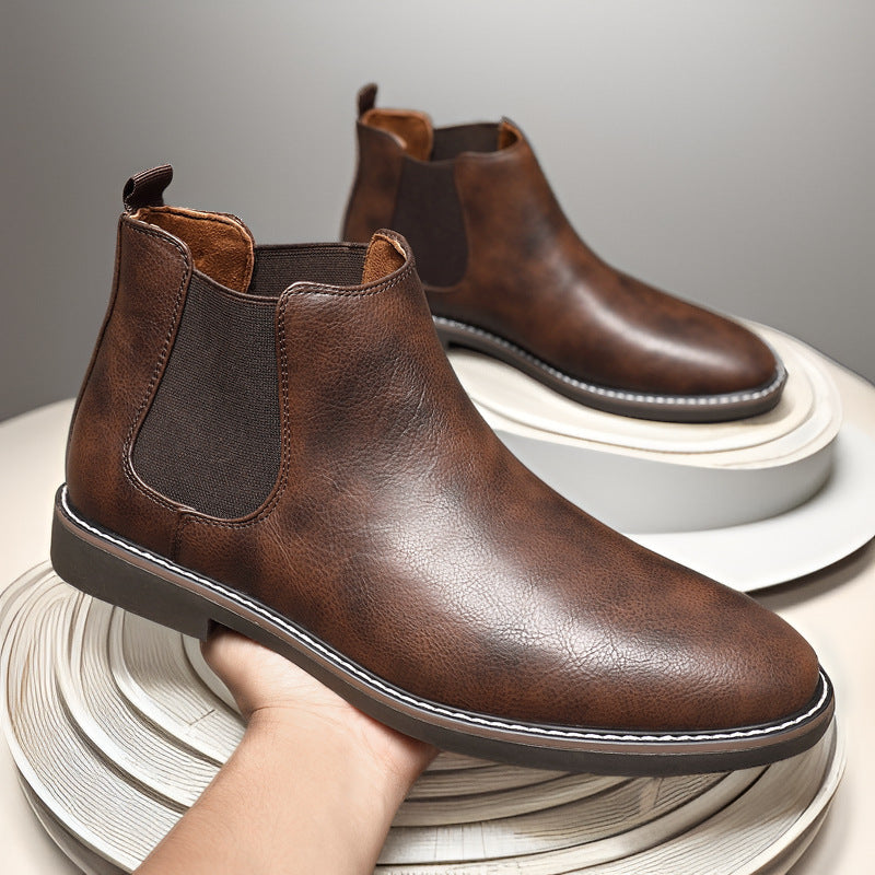souatsole Retro Leather Chelsea Boots