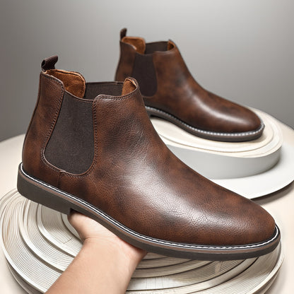souatsole Retro Leather Chelsea Boots