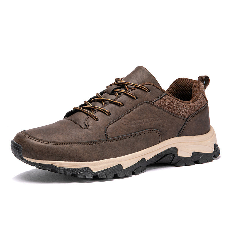 Men's Outdoor Leather Waterproof Hiking Shoes Lightweight Non-Slip Breathable