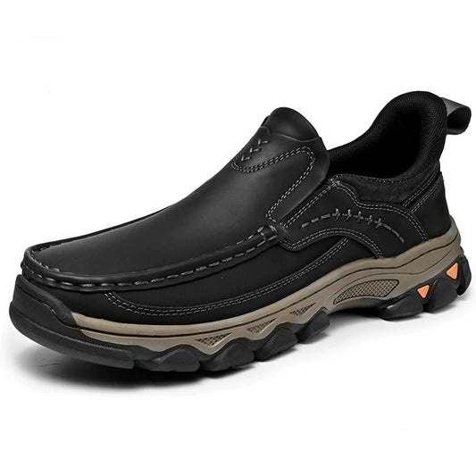 2025 New Men's Comfortable Hands-Free Genuine Leather Slip On Loafers Black