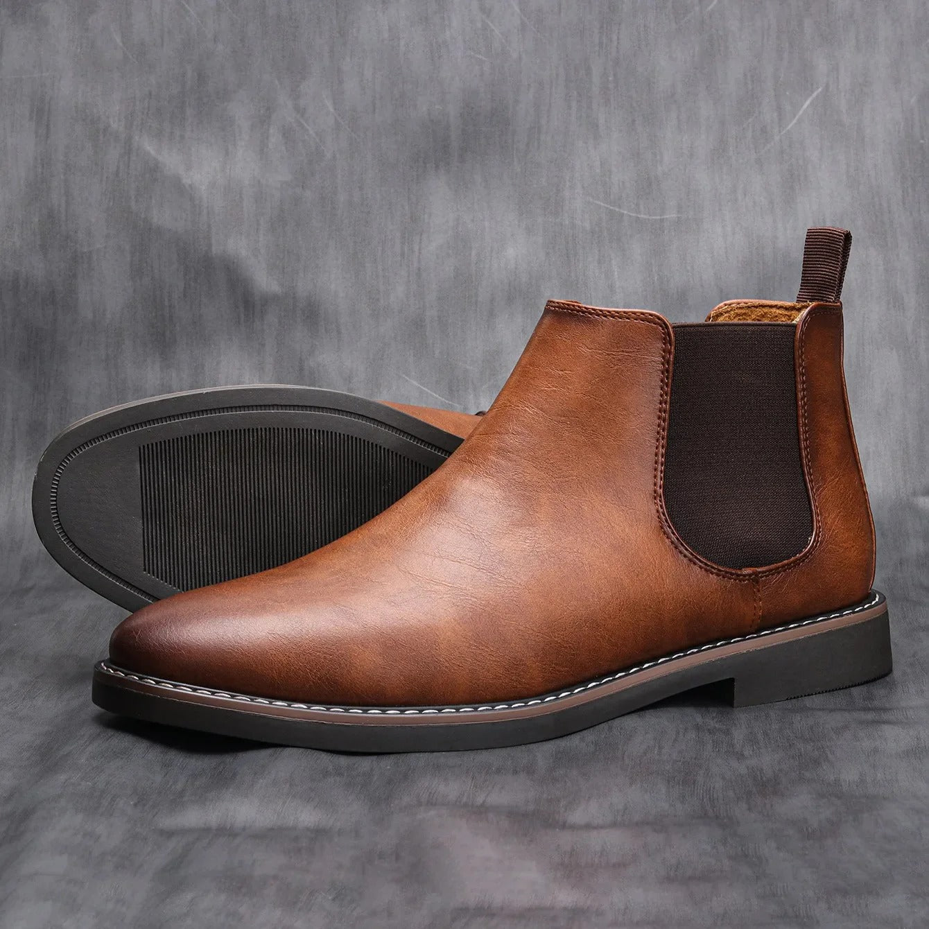 souatsole Retro Leather Chelsea Boots