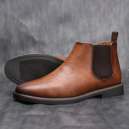 souatsole Retro Leather Chelsea Boots