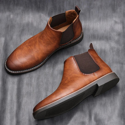 souatsole Retro Leather Chelsea Boots