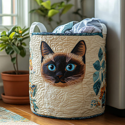 Siamese Cat Joy Quilted Laundry Basket