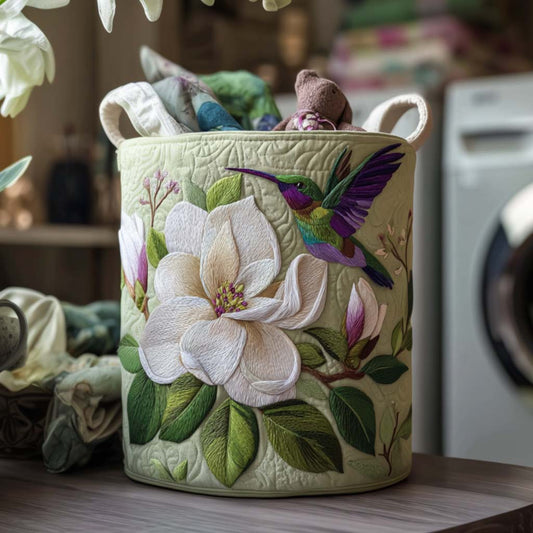 Whimsy Hummingbird Flight Quilted Laundry Basket NCU0NNT1422