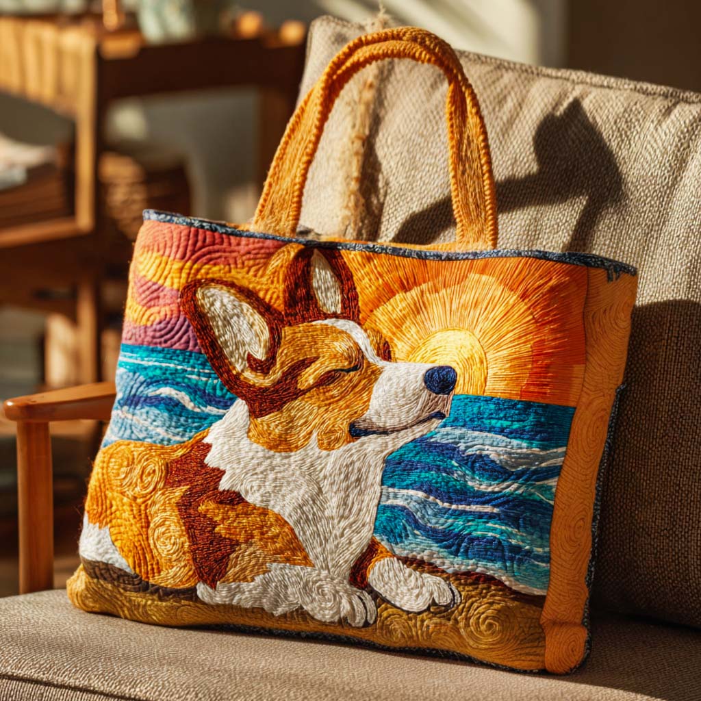 Corgi Joy Ride Quilted Tote Bag NCU0NT9316