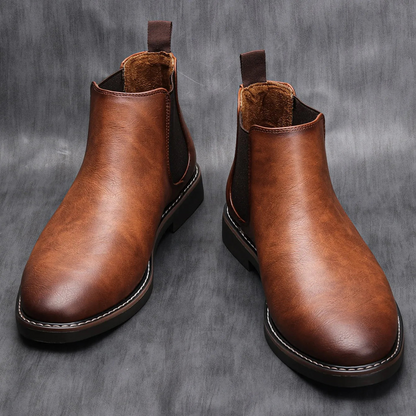 souatsole Retro Leather Chelsea Boots